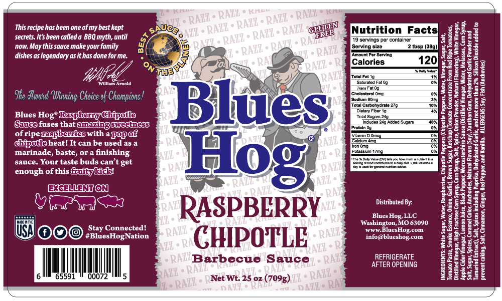 Blues hog -Raspberry chipotle BBQ sauce - squeeze bottle